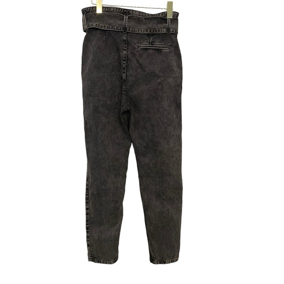 Sezane Austin Trouser Jeans Women 34 US 2 Washed Black Paper Bag Waist 90s Style - Picture 4 of 9